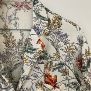 Watercolour floral short sleeve button up